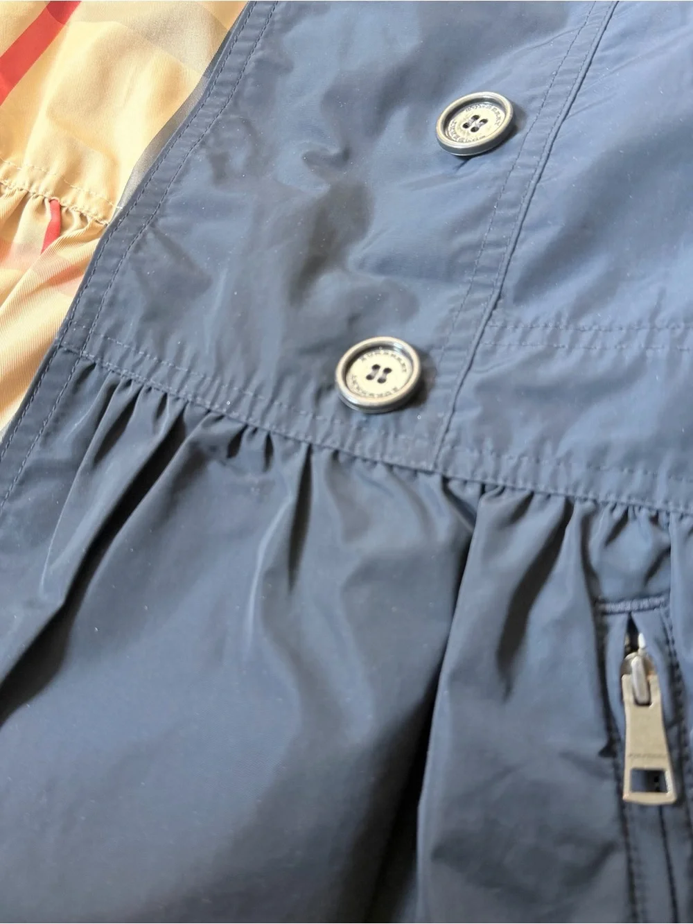 Burberry Girls 8Y Jacket Trench Coat Nova Check Children Authentic Navy